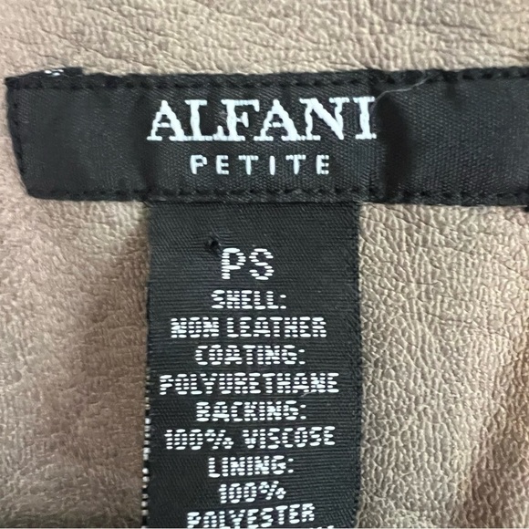 NEW Alfani Womens Faux Leather Jacket Taupe Zip Up Petite Size S Super Soft - Picture 7 of 9